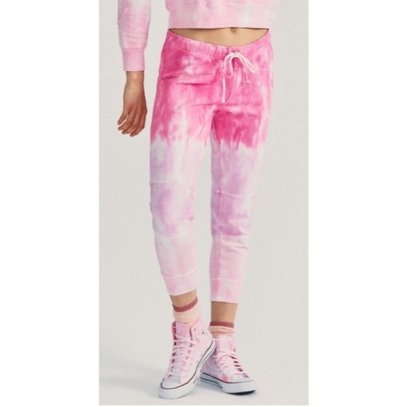 LoveShackFancy Pants - LOVESHACKFANCY Etty Linear Pink Cotton Jogger Pant Size M